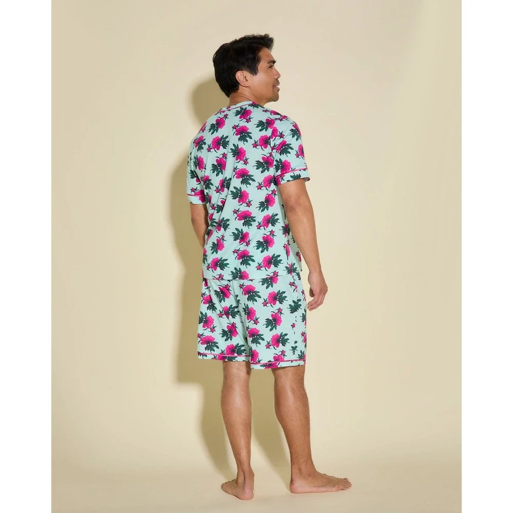 Cosabella Men's Pima Cotton Modal‎ Printed Pajama Set V-Neck Short Sleeve,Shorts